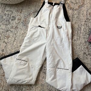 White and black ski bibs